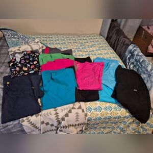 Mixed assortment of scrub tops & bottoms